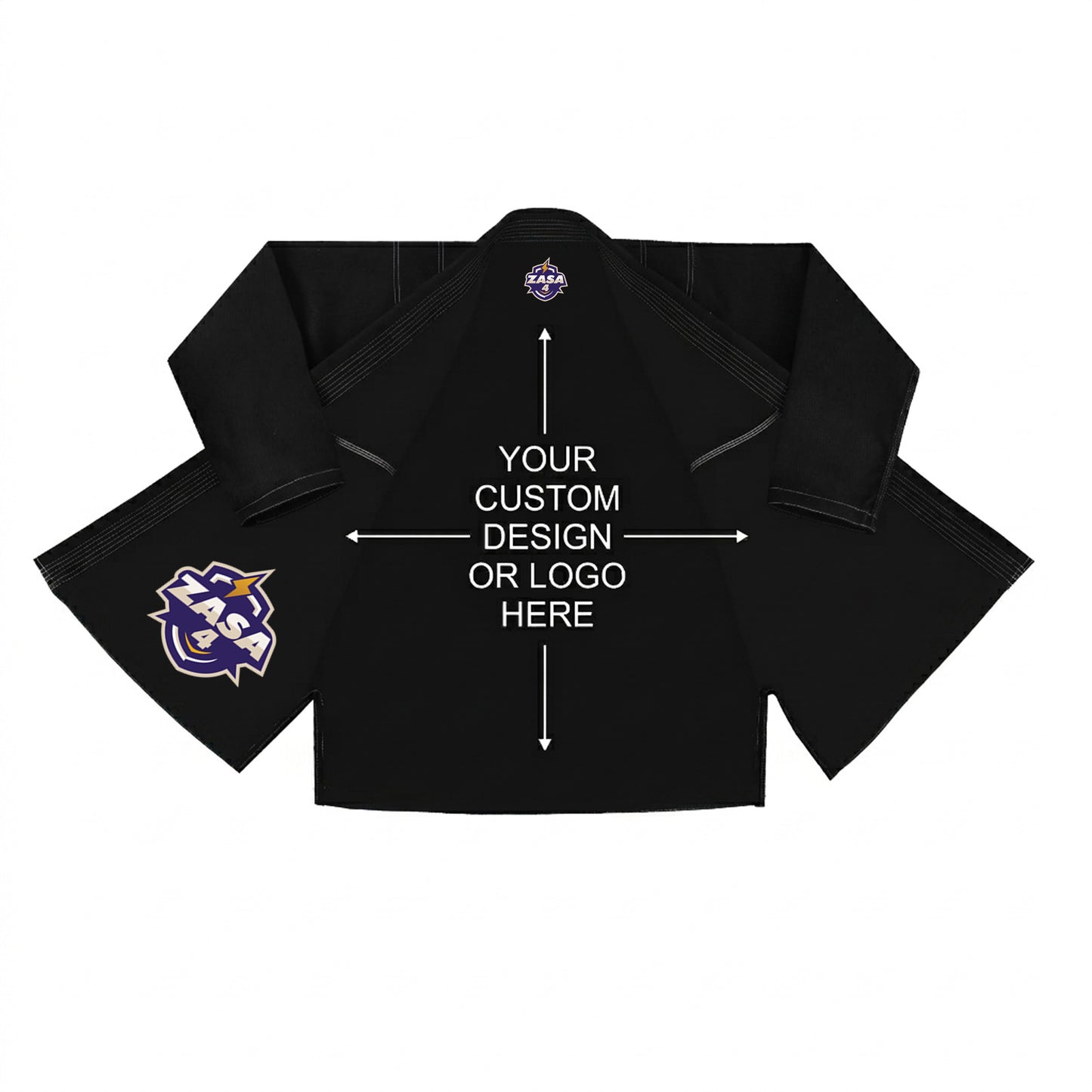 ZASA4 Black - Custom Name and Logo Brazilian Jiu Jitsu BJJ Gi